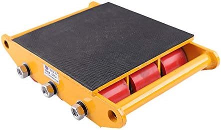 15T Industrial Machinery Mover, Portable Mechanical Roller Mover Cargo Trolley with 4 Steel Wheel Roller Caps 360 Degree Rotation Yellow Industrial Machinery Truck for Moving Large Heavy Objects