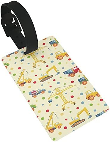 Car Toys Heavy Equipment and Machinery 2 Pcs Luggage Tags, Privacy Cover ID Label Loop and Address Card for Travel Bag Suitcase