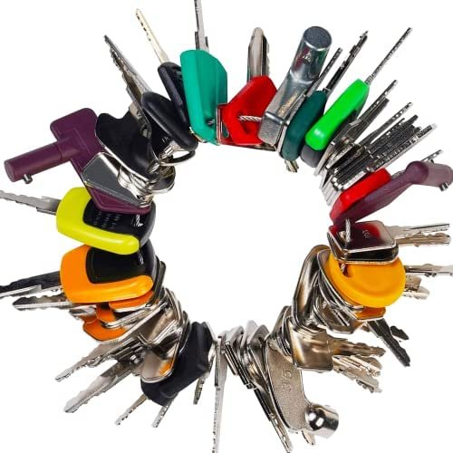 Wah Lin Parts 67 Heavy Equipment Keys Set, Construction Equipment Keys Fits JD CAT JCB Case Genie JLG Komatsu Kobelco Toyota & More, Equipment Master Key Set for Operators