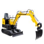 TYPHON X micro digger with a rake attachment