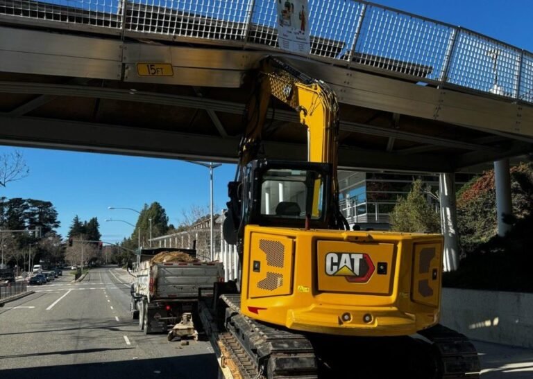Towed backhoe damages Cabrillo College walkway – Santa Cruz Sentinel
