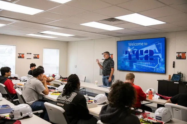 Construction workers report for training camp at NFL stadium construction