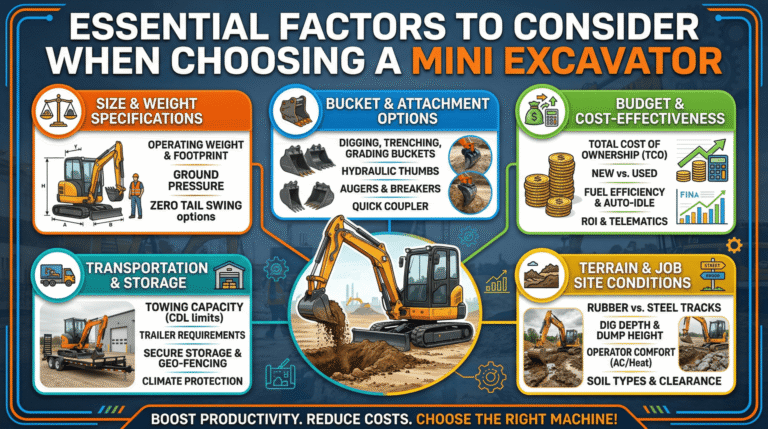 Critical Factors to Consider When Choosing a Mini Excavator Consider When Choosing a Mini Excavator