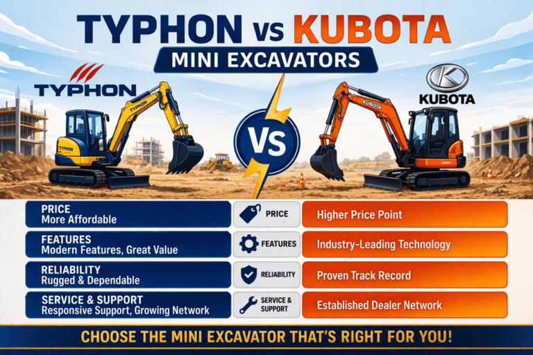 Typhon vs Kubota Mini Excavators: Features, Pricing & Best Use Cases Typhon vs Kubota Mini Excavators