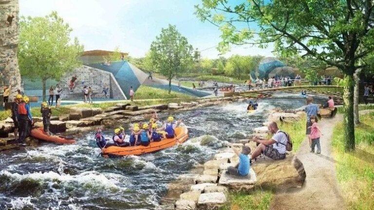 Whitewater rapids from Indiana Park’s $280 million project to eliminate abandoned fields in the area