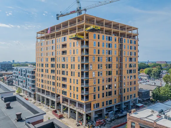 The solid wood student housing building comes close to Ohio State
